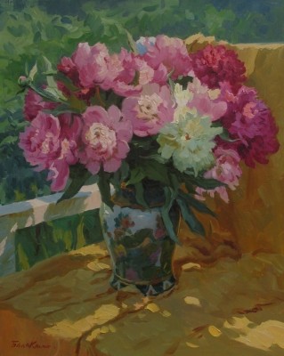 (image for) Handmade oil painting Copy paintings of famous artists Balakshin's painting art,Pink peonies